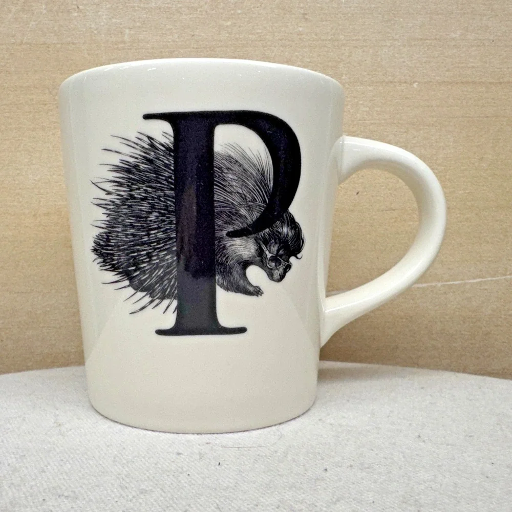 Williams Sonoma Mug Unisex OS Cream Rory Dobner Porcupine P‎ Alphabet Whimsical